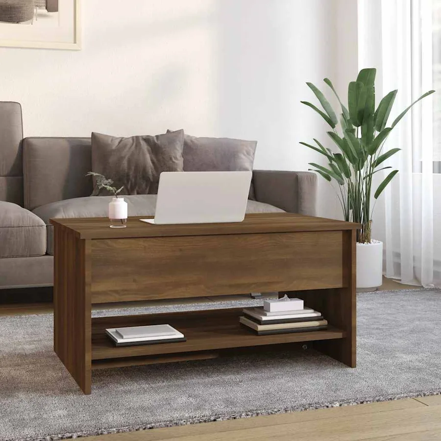 Table basse Chêne marron 80x50x40 cm Bois d'ingénierie - 3