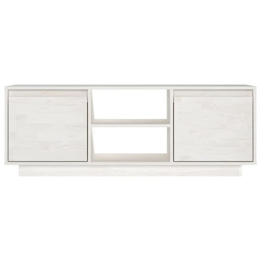 Meuble TV Blanc 110x30x40 cm Bois de pin massif - 5