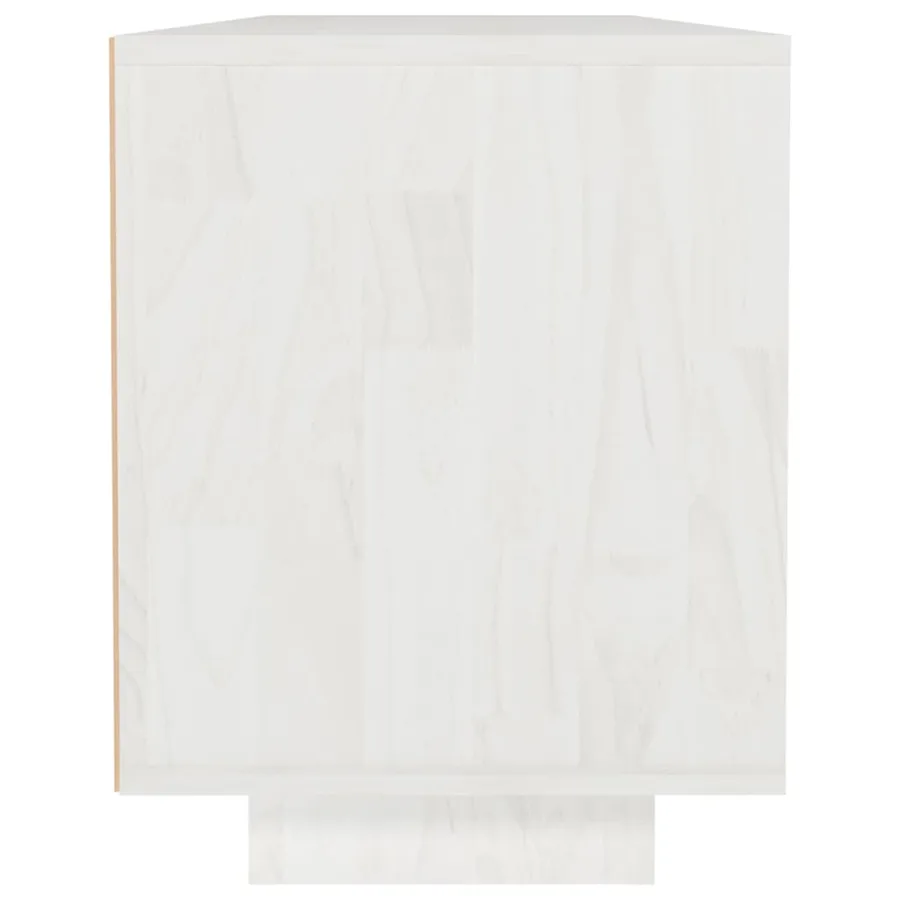 Meuble TV Blanc 110x30x40 cm Bois de pin massif - 6