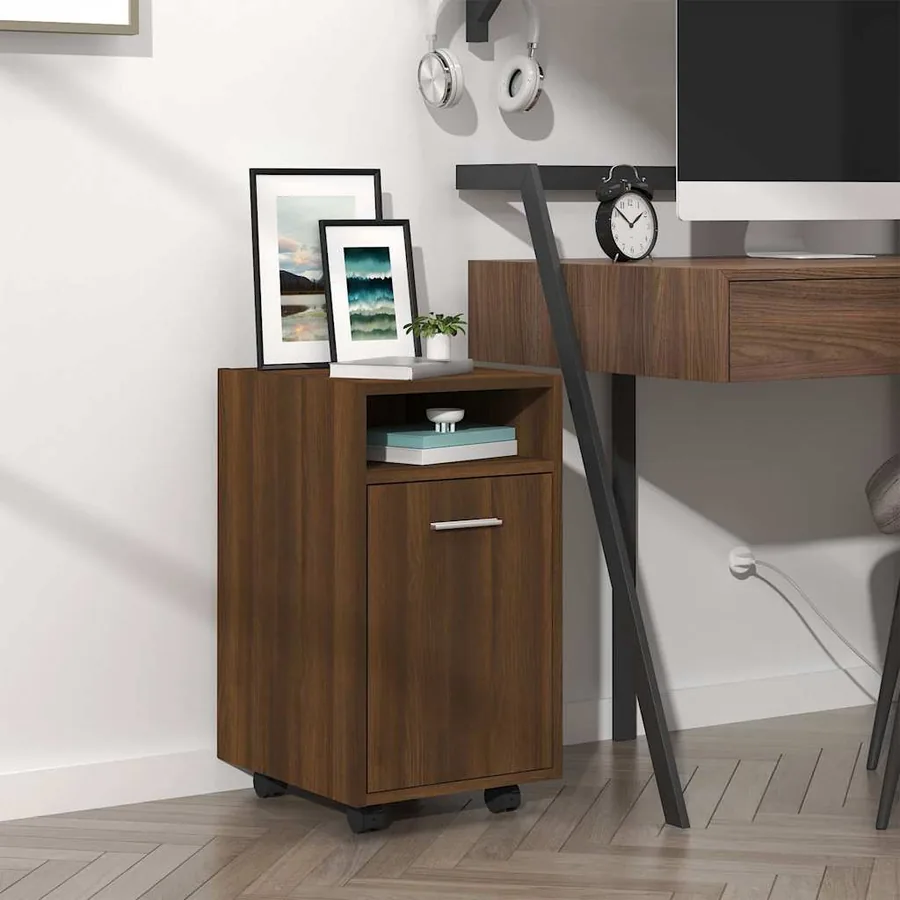 Armoire appoint à roues Chêne marron 33x38x60 cm