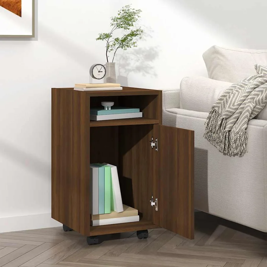 Armoire appoint à roues Chêne marron 33x38x60 cm - 6