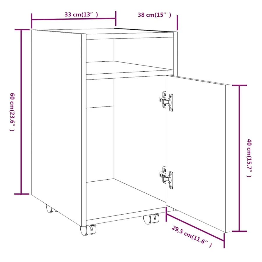 Armoire appoint à roues Chêne marron 33x38x60 cm - 8