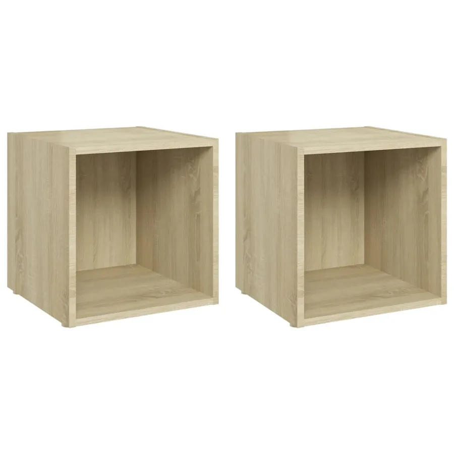 Meubles TV 2 pcs chêne sonoma 37x35x37 cm bois d’ingénierie - 2