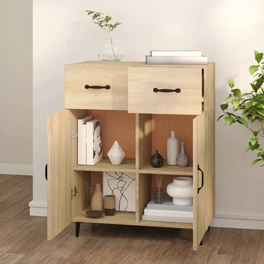 Buffet chêne sonoma 69,5x34x90 cm bois d'ingénierie - 3