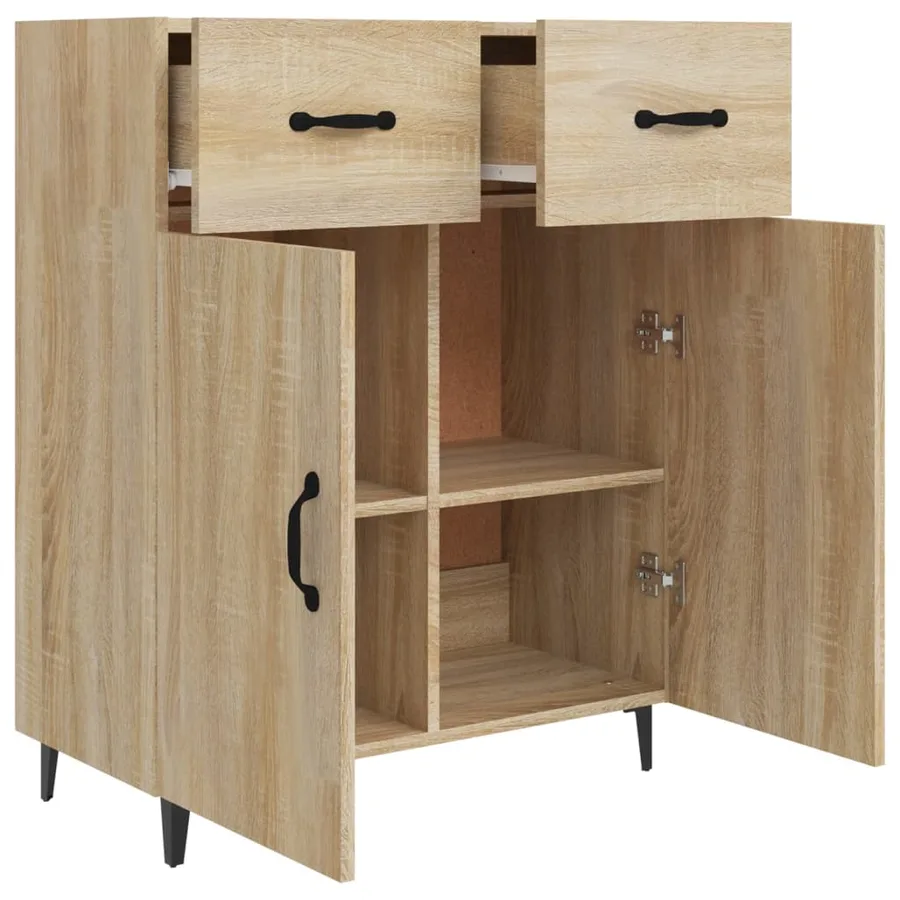 Buffet chêne sonoma 69,5x34x90 cm bois d'ingénierie - 7