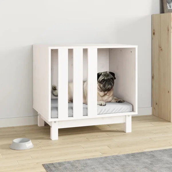 Niche pour chien Blanc 60x45x57 cm Bois de pin massif