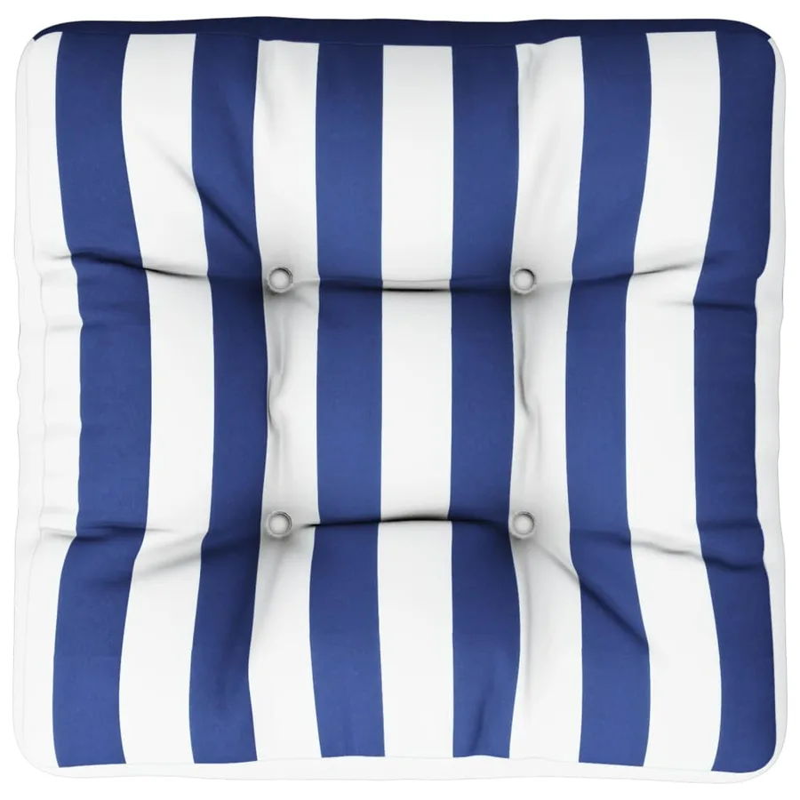Coussin de palette rayures bleues et blanches 50x50x12 cm tissu - 2