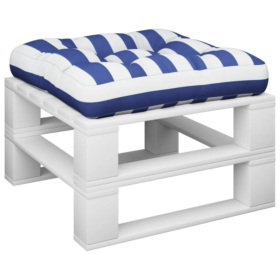 Coussin de palette rayures bleues et blanches 50x50x12 cm tissu - 3