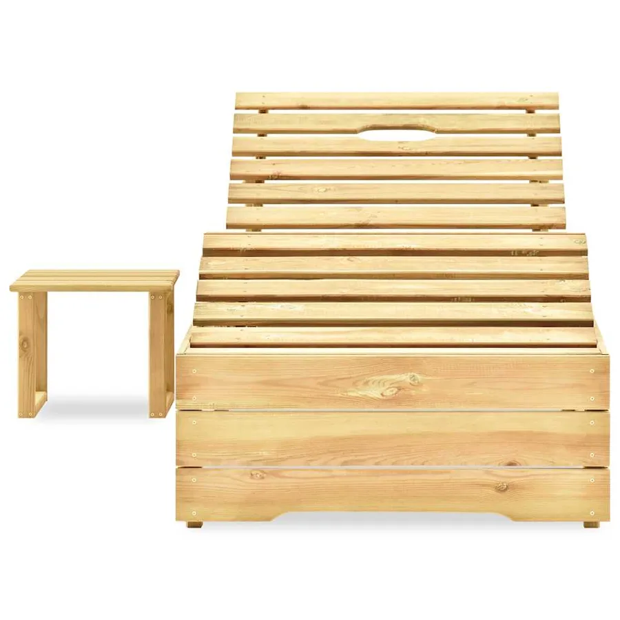Chaise longue avec table Bois de pin imprégné de vert - 2