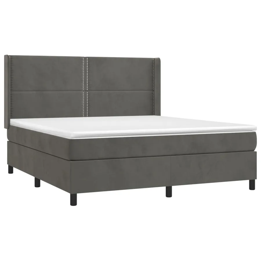 Sommier à lattes de lit et matelas Gris foncé 160x200cm Velours - 3
