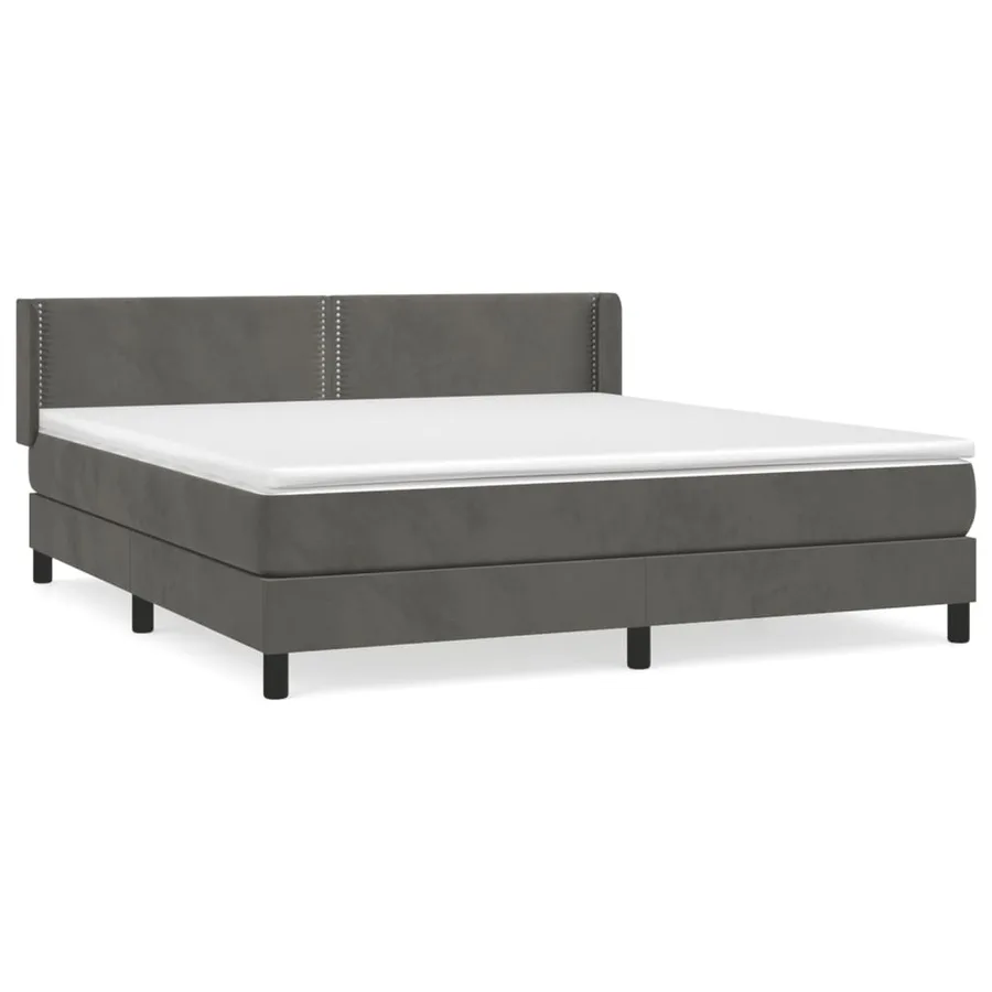 Sommier à lattes de lit et matelas Gris foncé 160x200cm Velours - 2
