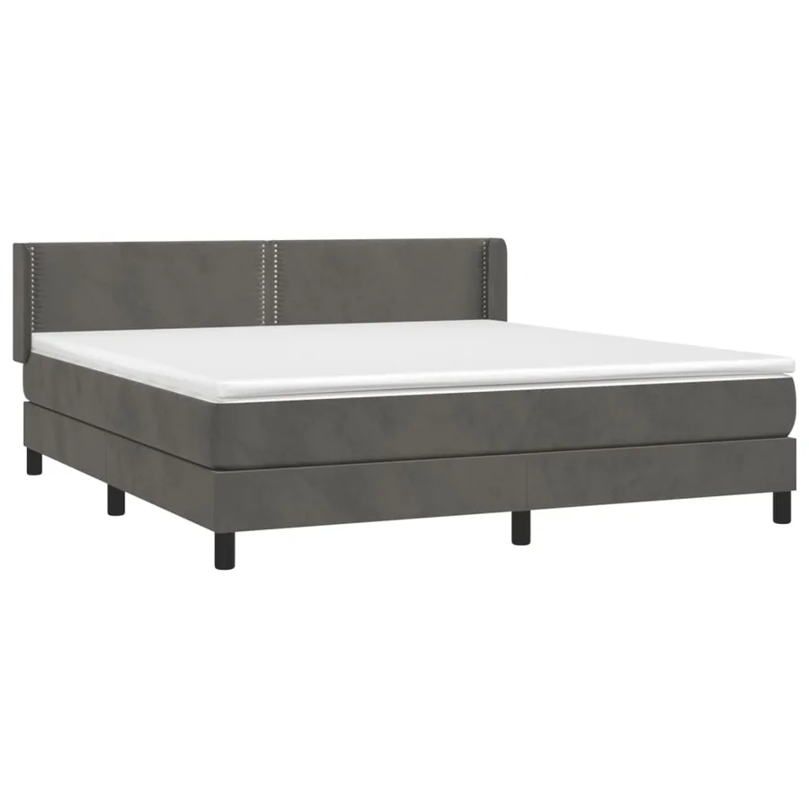 Sommier à lattes de lit et matelas Gris foncé 160x200cm Velours - 3
