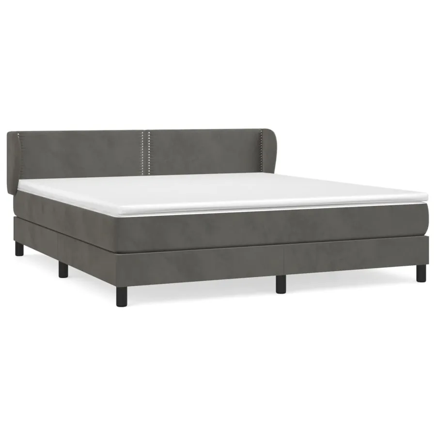 Sommier à lattes de lit et matelas Gris foncé 160x200cm Velours - 2