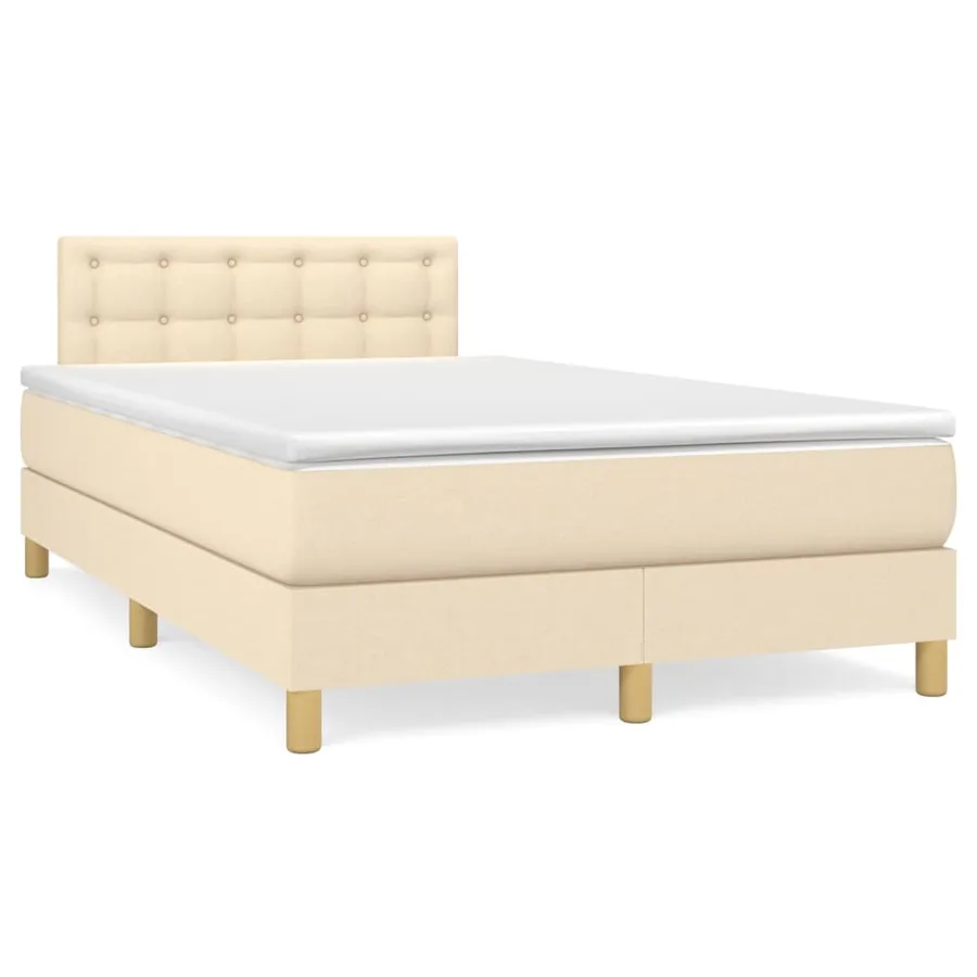 Sommier à lattes de lit avec matelas Crème 120x200 cm Tissu - 2