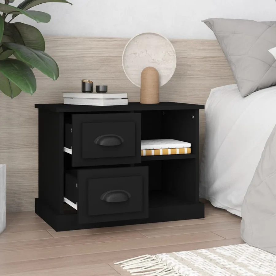 Table de chevet noir 60x35,5x45 cm - 3
