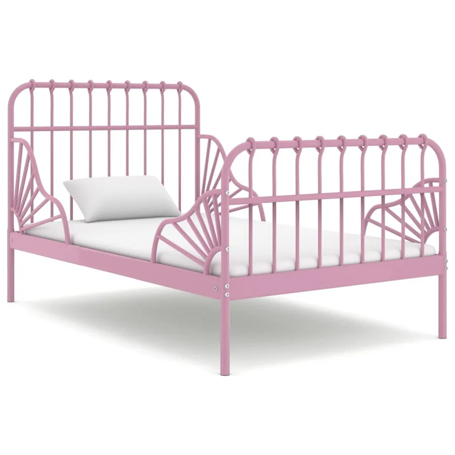 Cadre de lit extensible sans matelas rose métal 80x130/200 cm