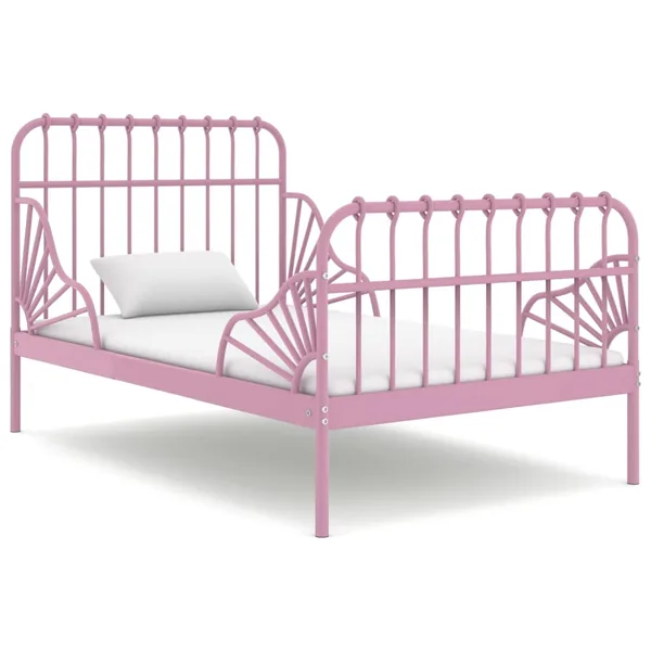 Cadre de lit extensible sans matelas rose métal 80x130/200 cm