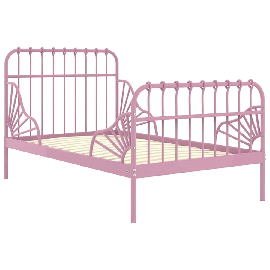 Cadre de lit extensible sans matelas rose métal 80x130/200 cm - 2