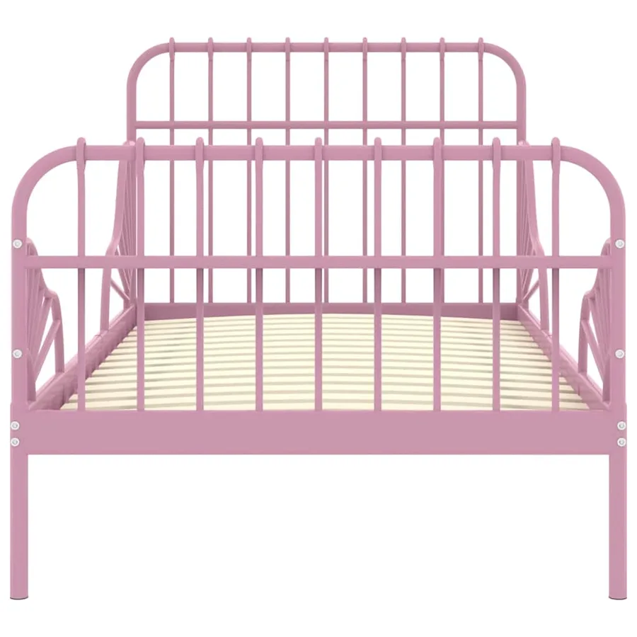 Cadre de lit extensible sans matelas rose métal 80x130/200 cm - 3