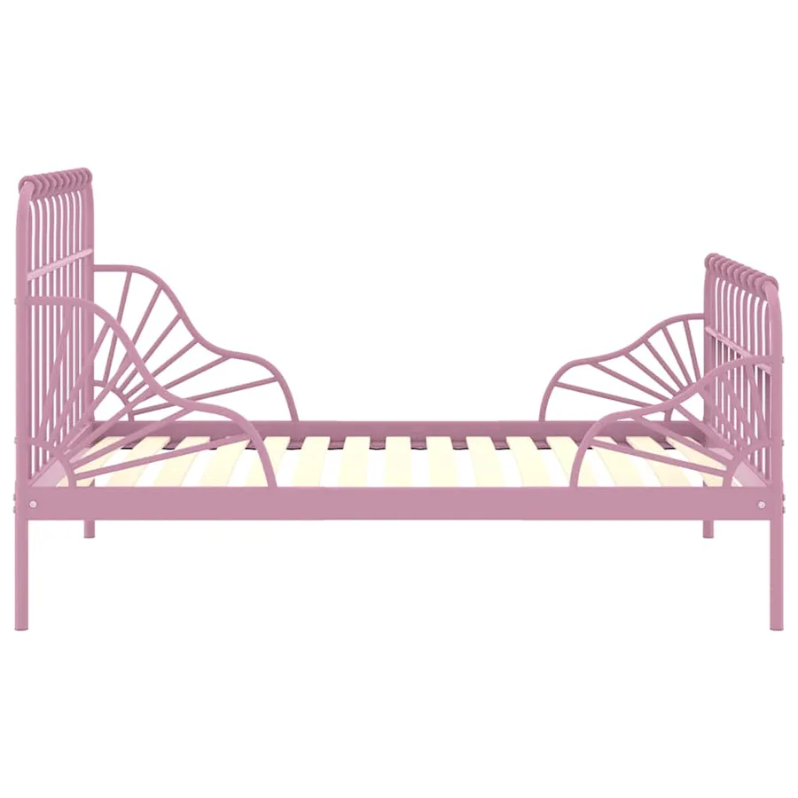 Cadre de lit extensible sans matelas rose métal 80x130/200 cm - 4