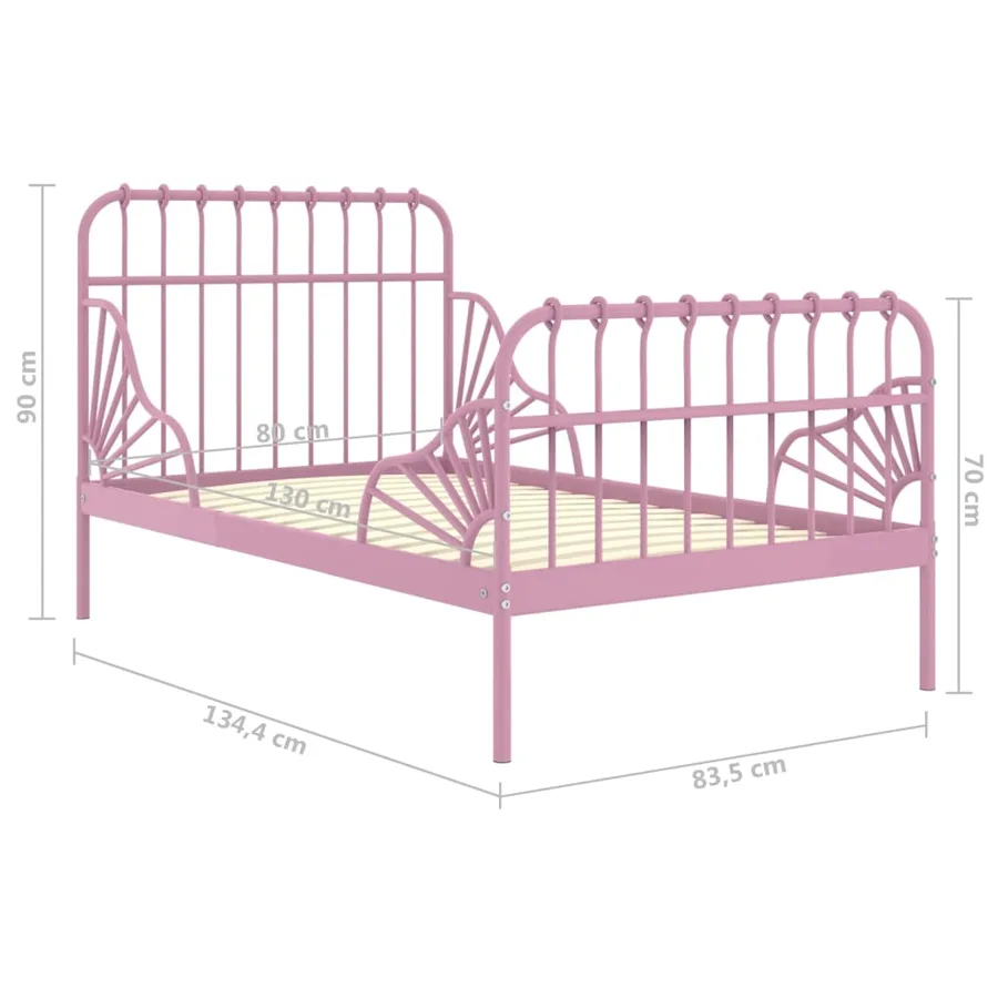 Cadre de lit extensible sans matelas rose métal 80x130/200 cm - 7