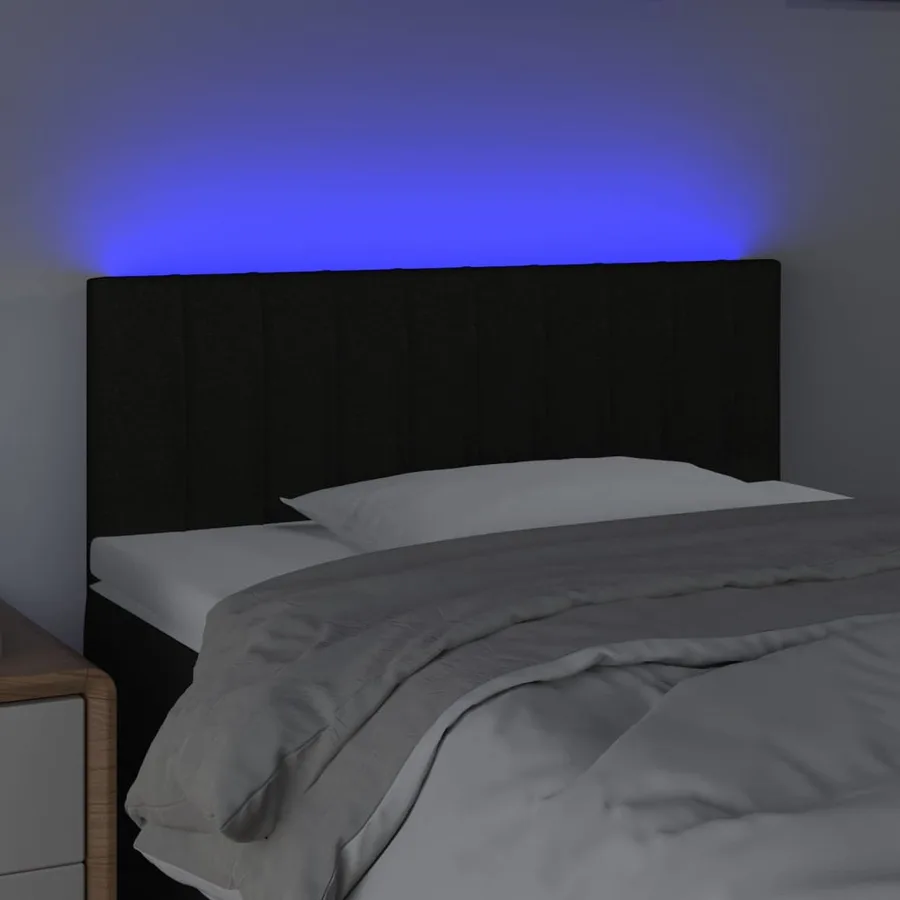Tête de lit à LED Noir 100x5x78/88 cm Tissu - 3