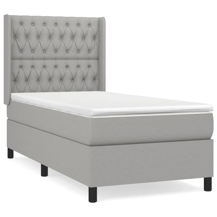 Sommier à lattes de lit avec matelas Gris clair 90x200 cm Tissu - 2