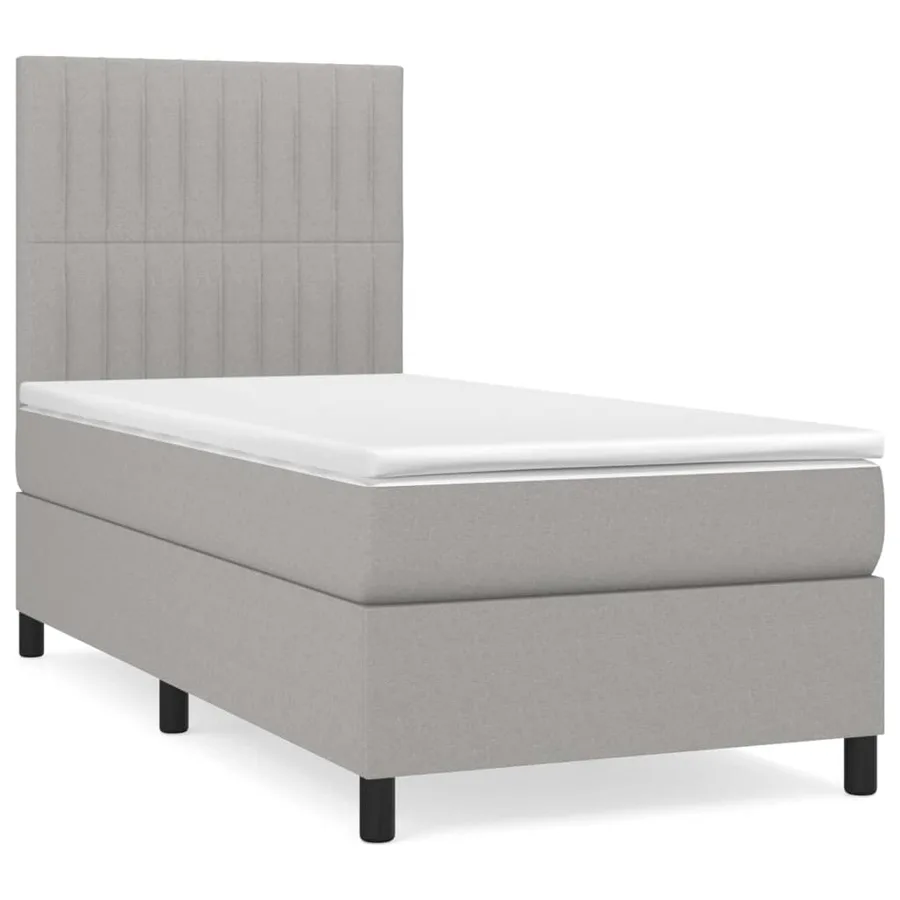 Sommier à lattes de lit avec matelas Gris clair 90x200 cm Tissu - 2