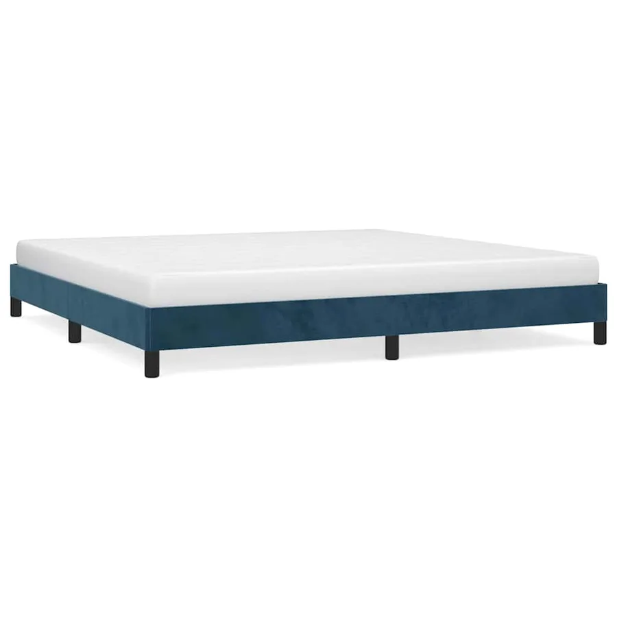 Cadre de lit sans matelas bleu foncé 200x200 cm velours - 2