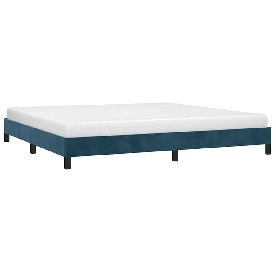 Cadre de lit sans matelas bleu foncé 200x200 cm velours - 3