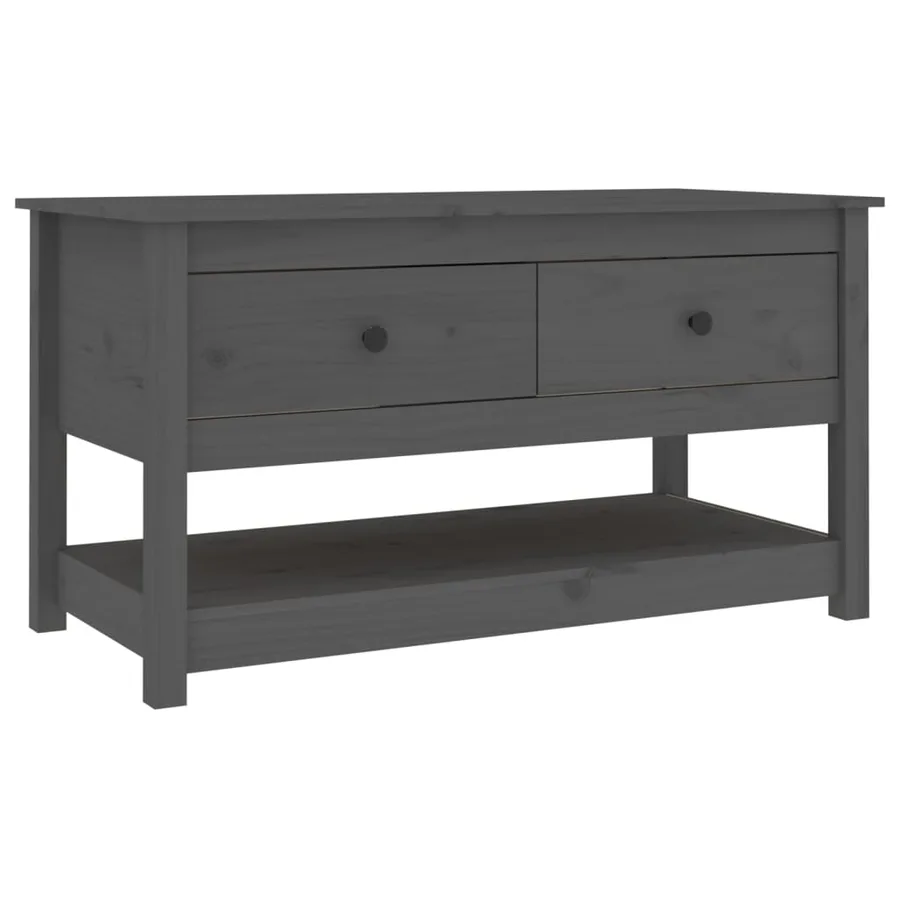 Table basse Gris 102x49x55 cm Bois massif de pin - 2