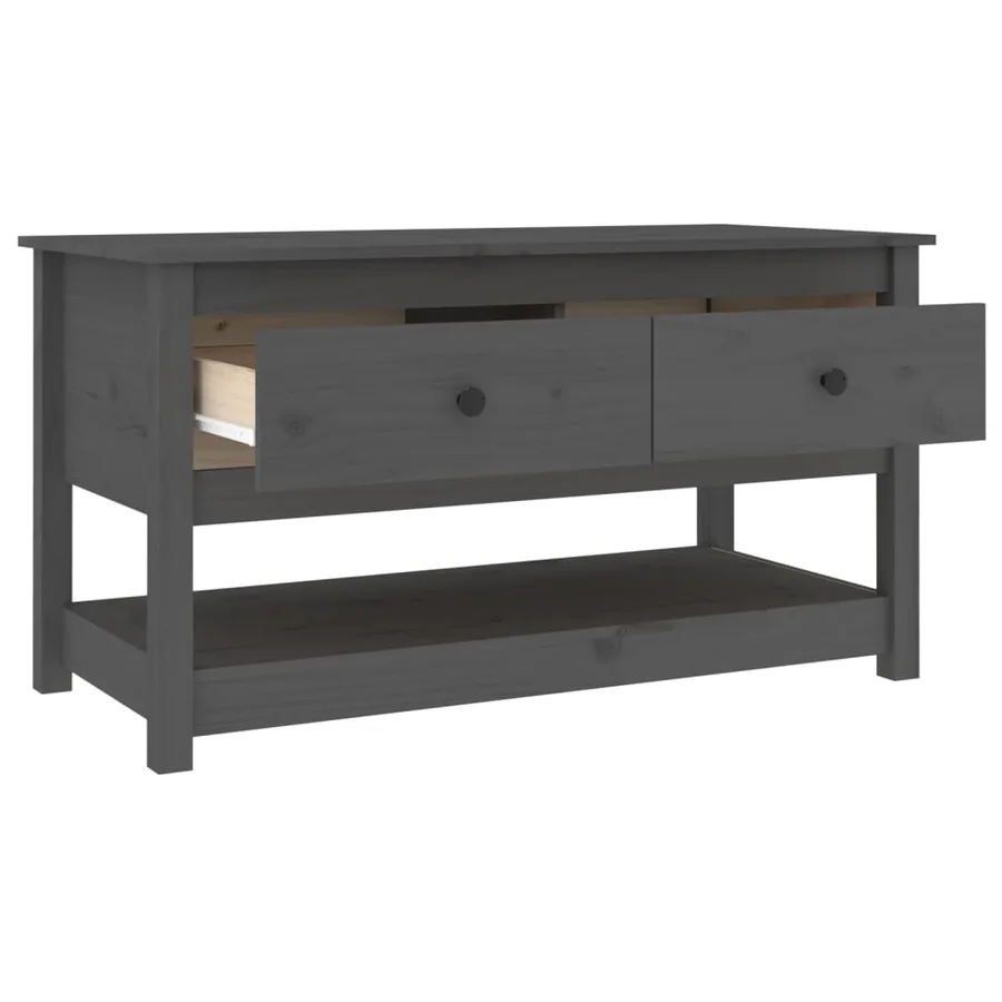 Table basse Gris 102x49x55 cm Bois massif de pin - 5