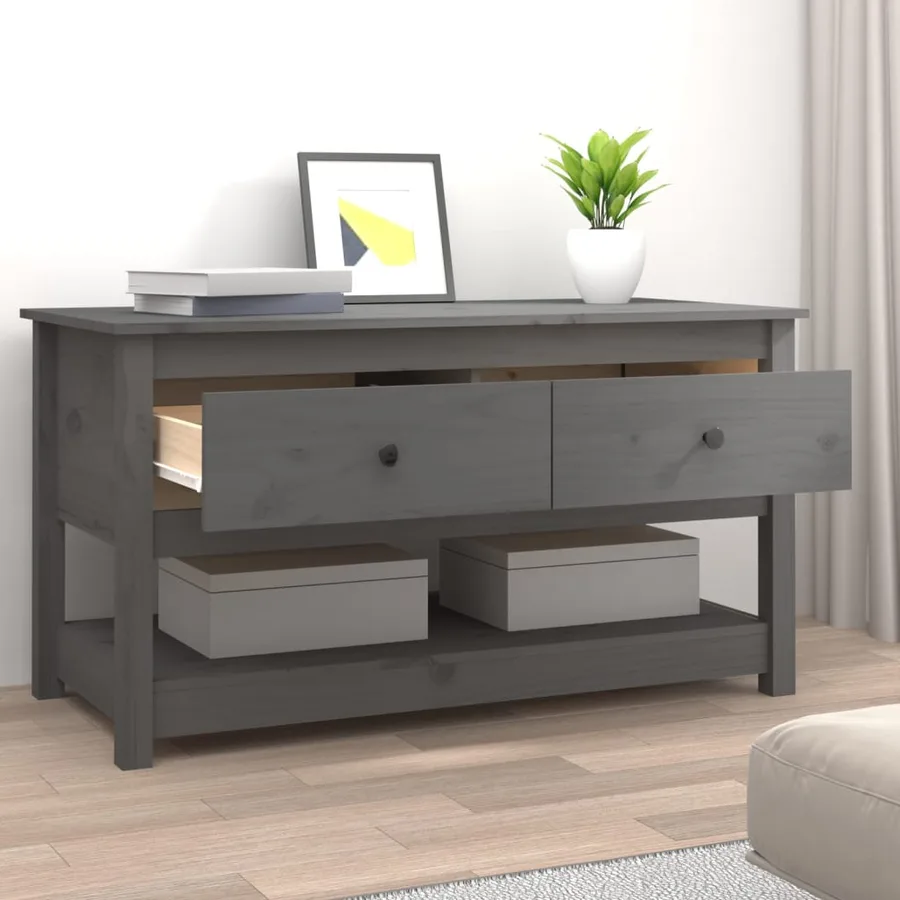 Table basse Gris 102x49x55 cm Bois massif de pin - 6