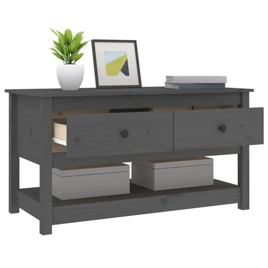 Table basse Gris 102x49x55 cm Bois massif de pin - 8