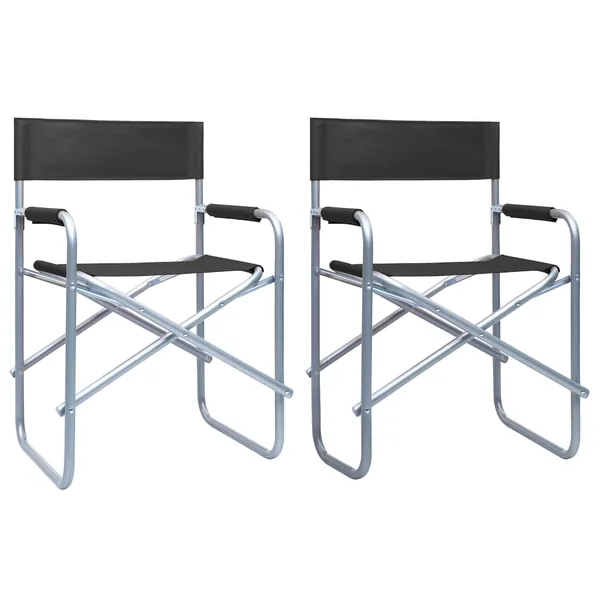 Chaises de metteur en scène lot de 2 Acier Noir