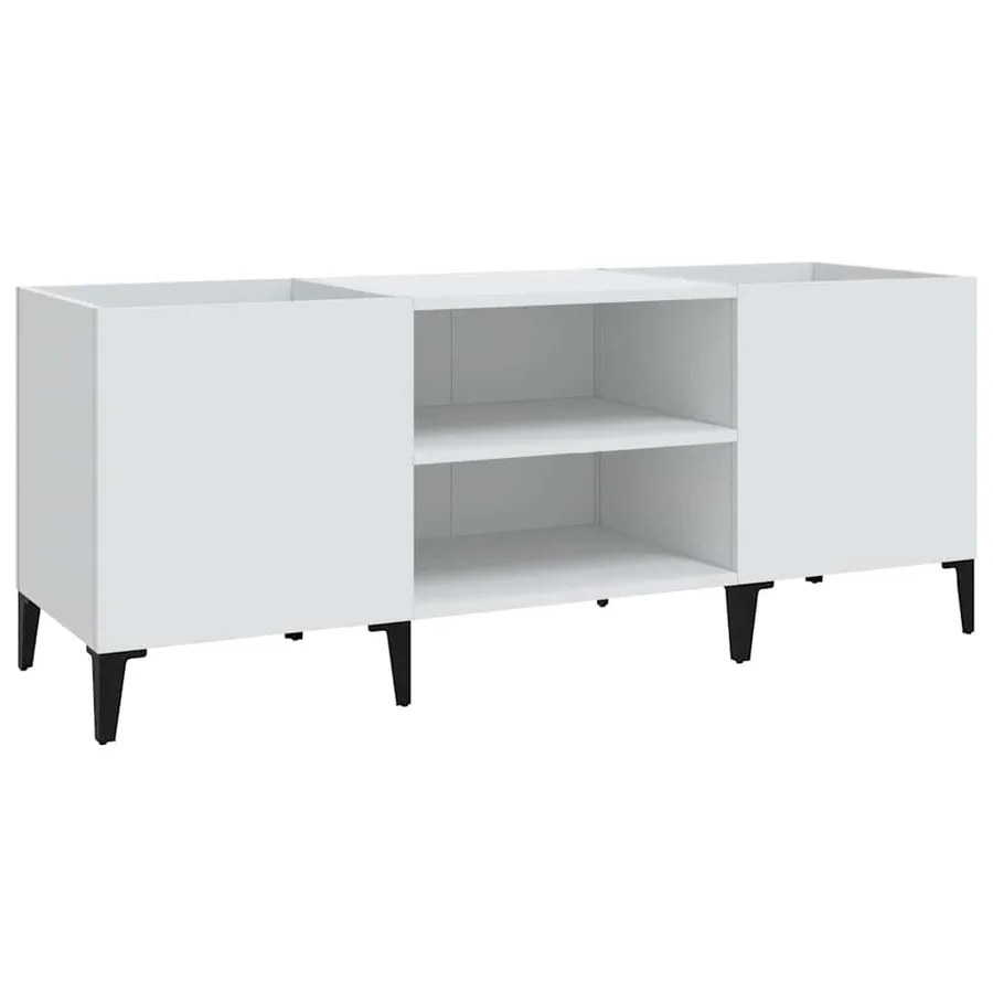 Armoire à disques blanc 121x38x48 cm bois d'ingénierie - 2