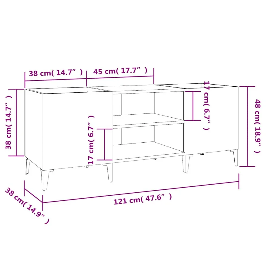 Armoire à disques blanc 121x38x48 cm bois d'ingénierie - 8