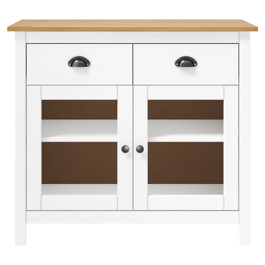 Buffet Hill Blanc 90x40x80 cm Bois de pin solide - 2