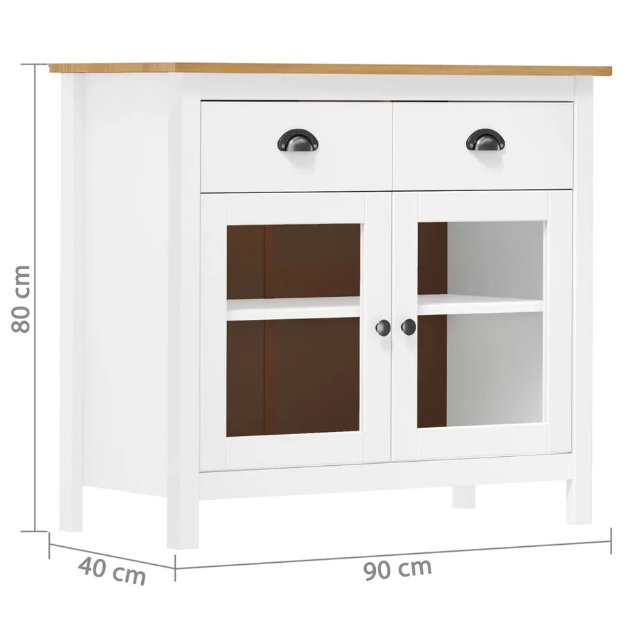 Buffet Hill Blanc 90x40x80 cm Bois de pin solide - 4