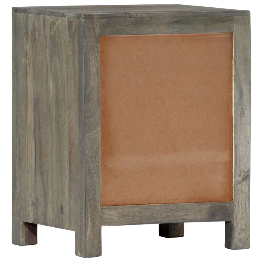Table de chevet Gris 40x30x50 cm Bois de manguier massif - 4