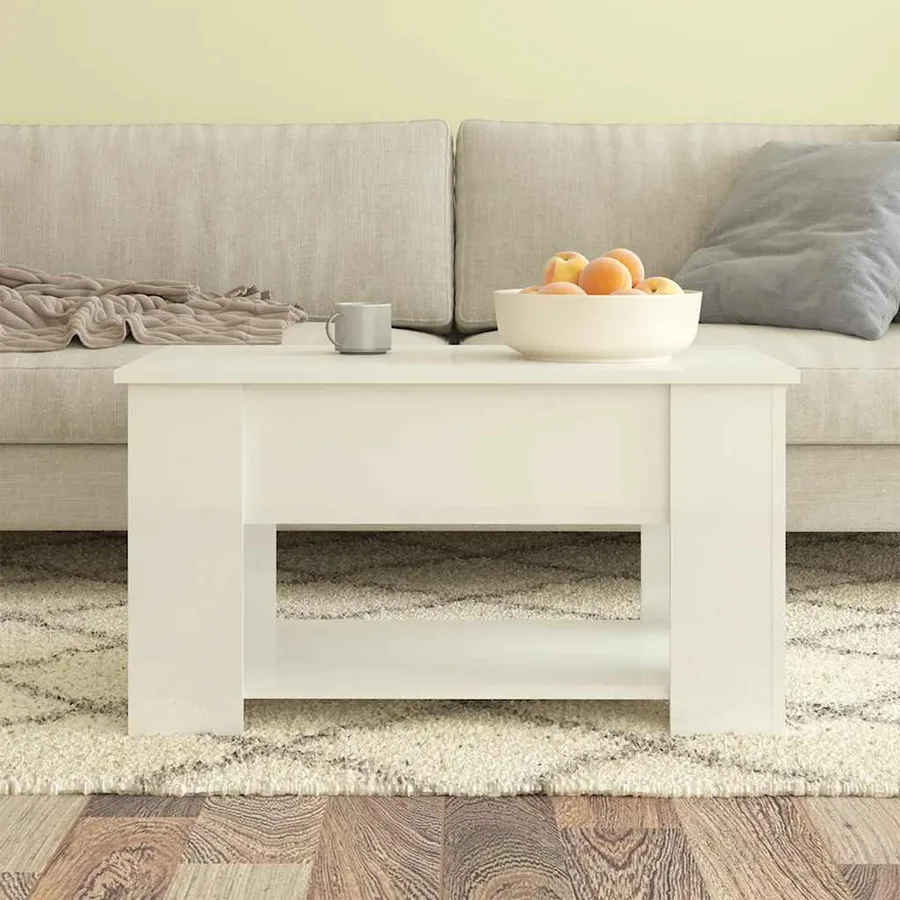 Table basse blanc brillant 79x49x41 cm bois d'ingénierie - 3