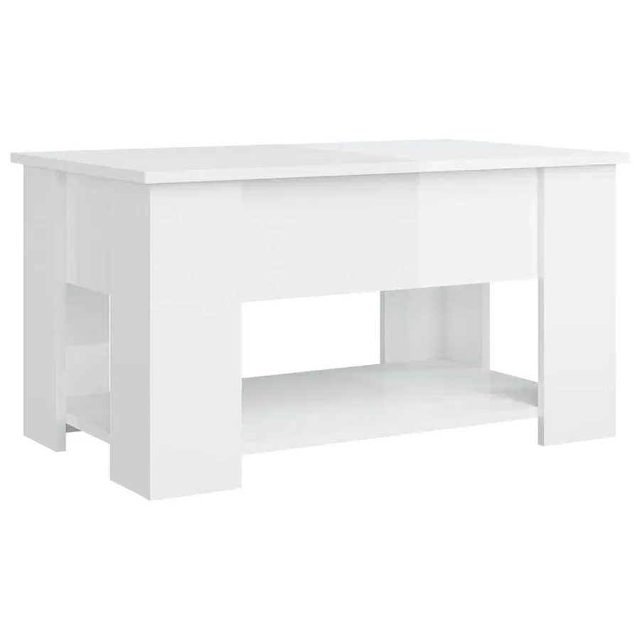 Table basse blanc brillant 79x49x41 cm bois d'ingénierie - 4