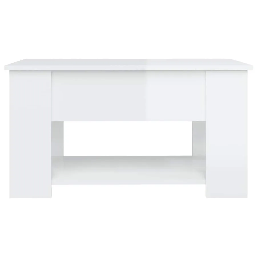 Table basse blanc brillant 79x49x41 cm bois d'ingénierie - 5