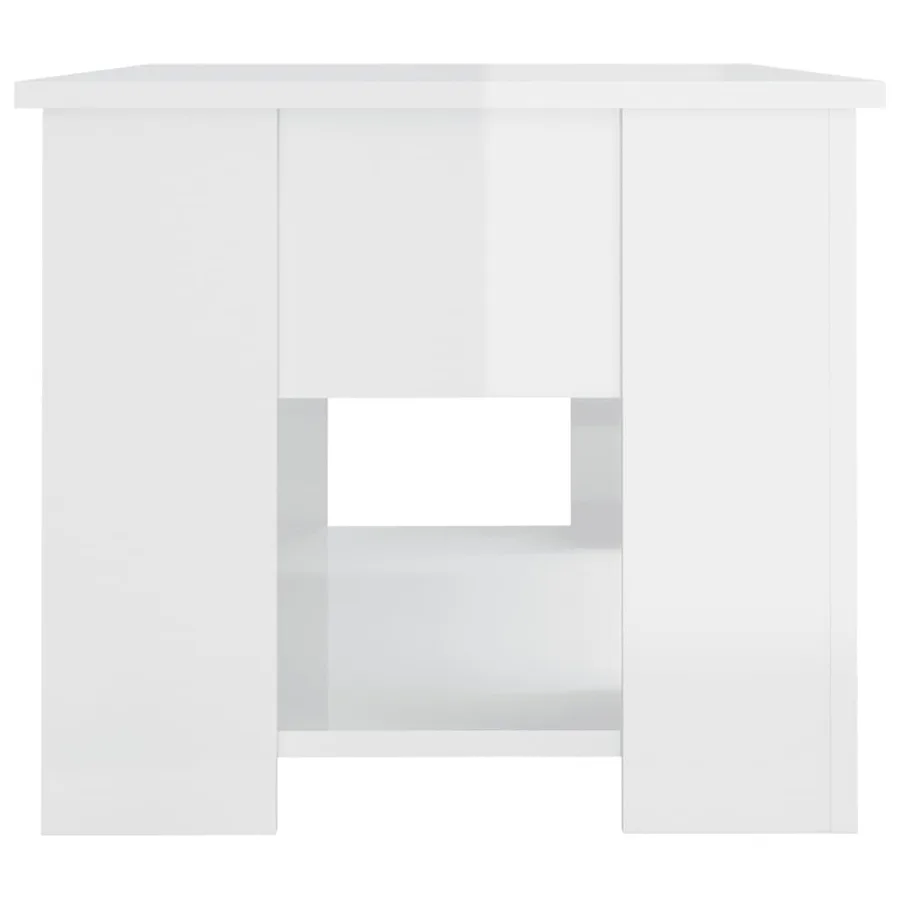 Table basse blanc brillant 79x49x41 cm bois d'ingénierie - 6