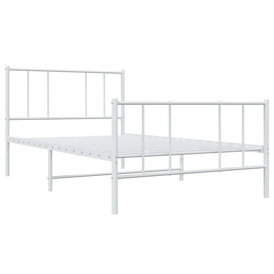 Cadre de lit métal sans matelas et pied de lit blanc 100x200 cm - 4