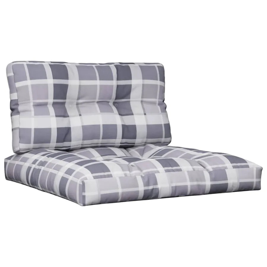 Coussins de palette lot de 2 motif à carreaux gris tissu - 2
