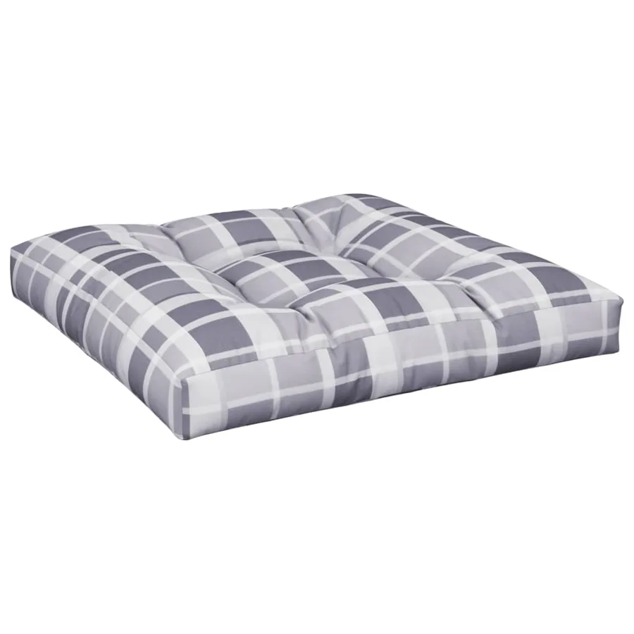 Coussins de palette lot de 2 motif à carreaux gris tissu - 4