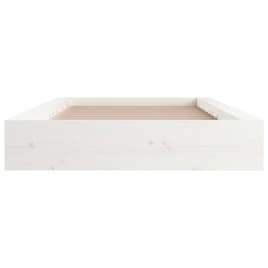Cadre de lit sans matelas blanc 90x200 cm bois massif - 4