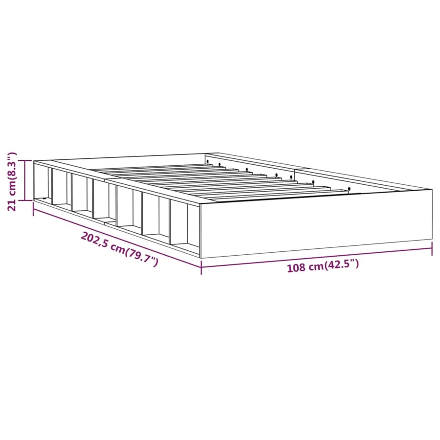 Cadre de lit sans matelas blanc 90x200 cm bois massif - 8