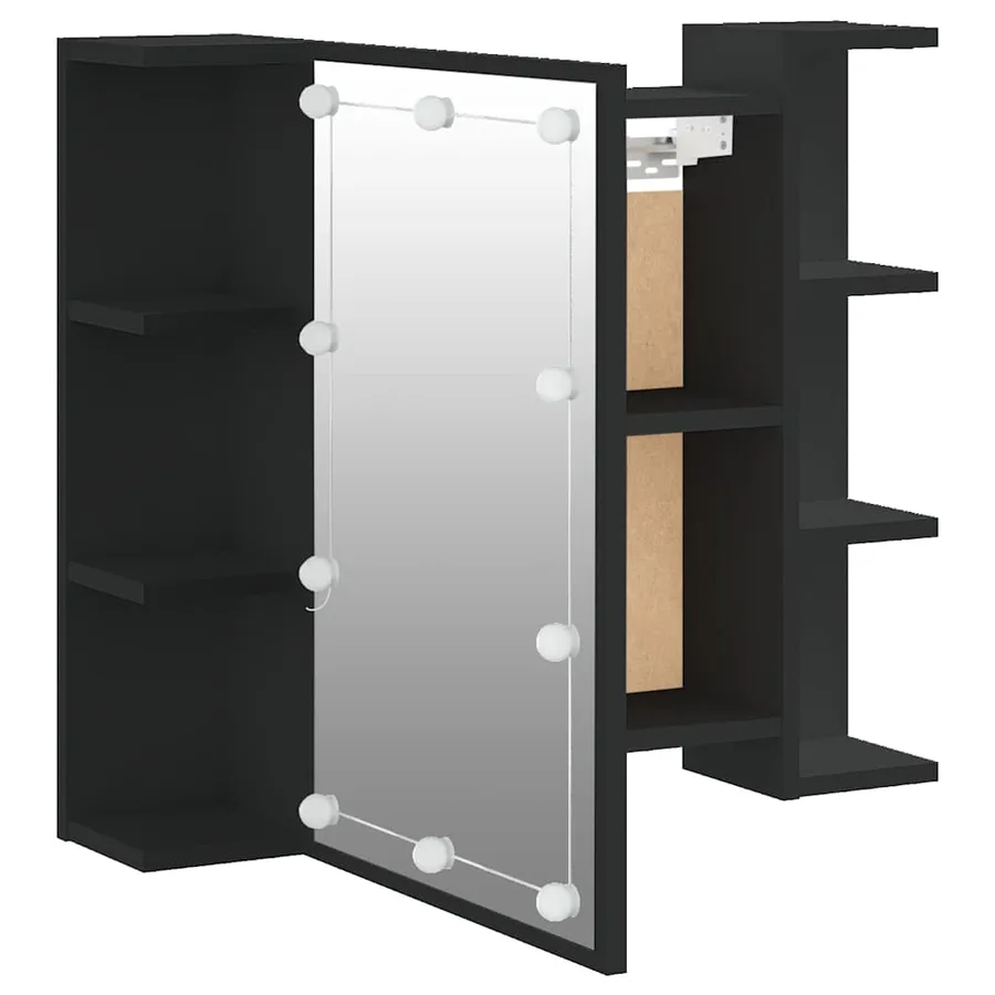 Armoire à miroir avec LED noir 70x16,5x60 cm - 11